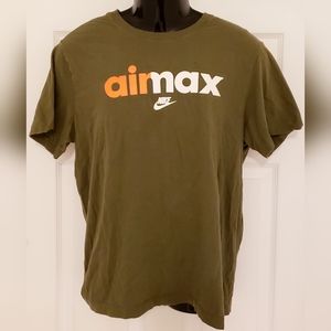 Nike Air Max Logo Short Sleeve T-Shirt Tee Orange White Green Size Medium Men